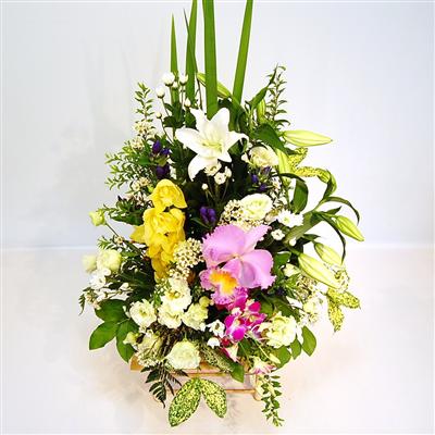 供花 アレンジ洋花 白・黄系