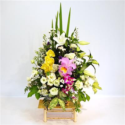 供花 アレンジ洋花 白・黄系