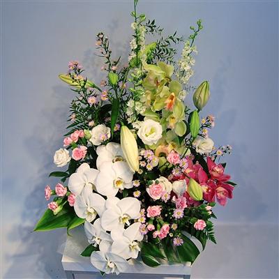 供花 アレンジ洋花 白・黄系