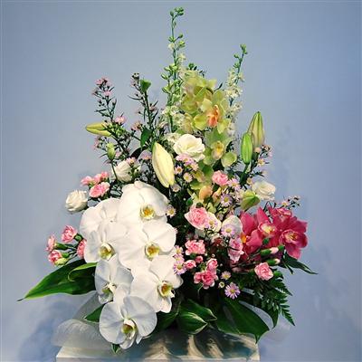 供花 アレンジ洋花 白・黄系